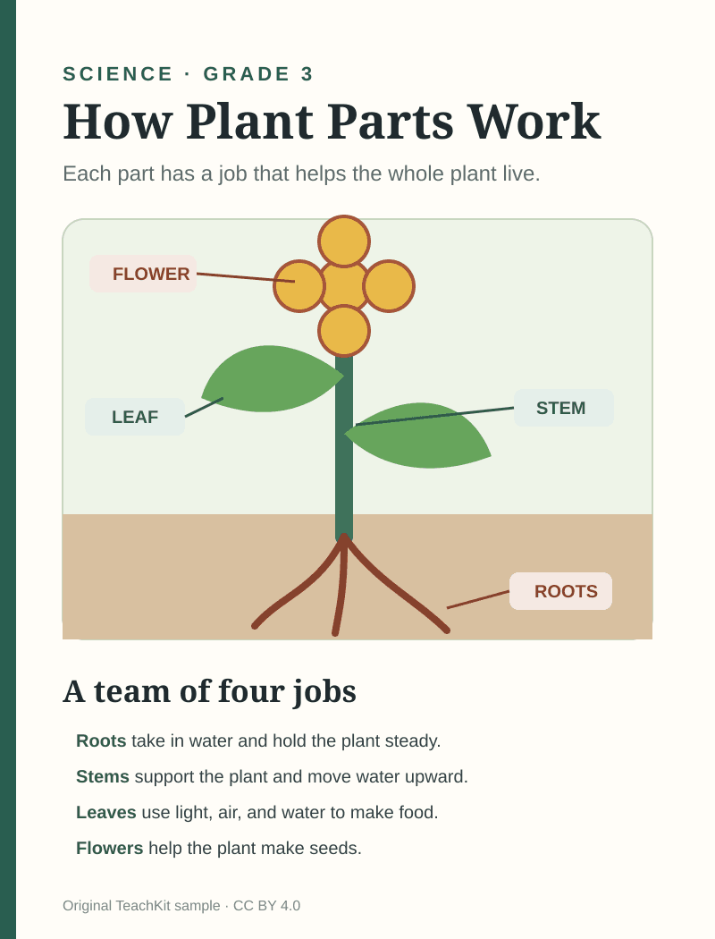 Original sample page about plant parts